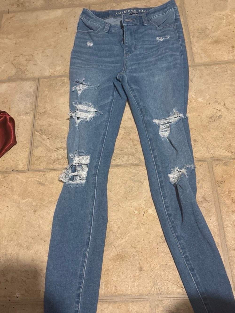American Eagle Outfitters Skinny Distressed Jeans - Blue